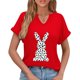 thumbnail image 4 of Corto para las Mujeres Casual Verano 2025 Pascua Impresión V-Cuello Camiseta, Ligero 95% Poliéster 5% Spandex Top para Toda la Temporada Hogar Y Diario, 4 of 7