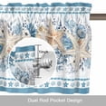 thumbnail image 6 of Blue Coastal Valance Curtain for Windows Eucalyptus Leaves Starfish Shells Summer Rod Pocket Curtain Valances Short Window Treatments Panels for Kitchen Bathroom Laundry Room Basement 60 x 18 Inch, 6 of 9