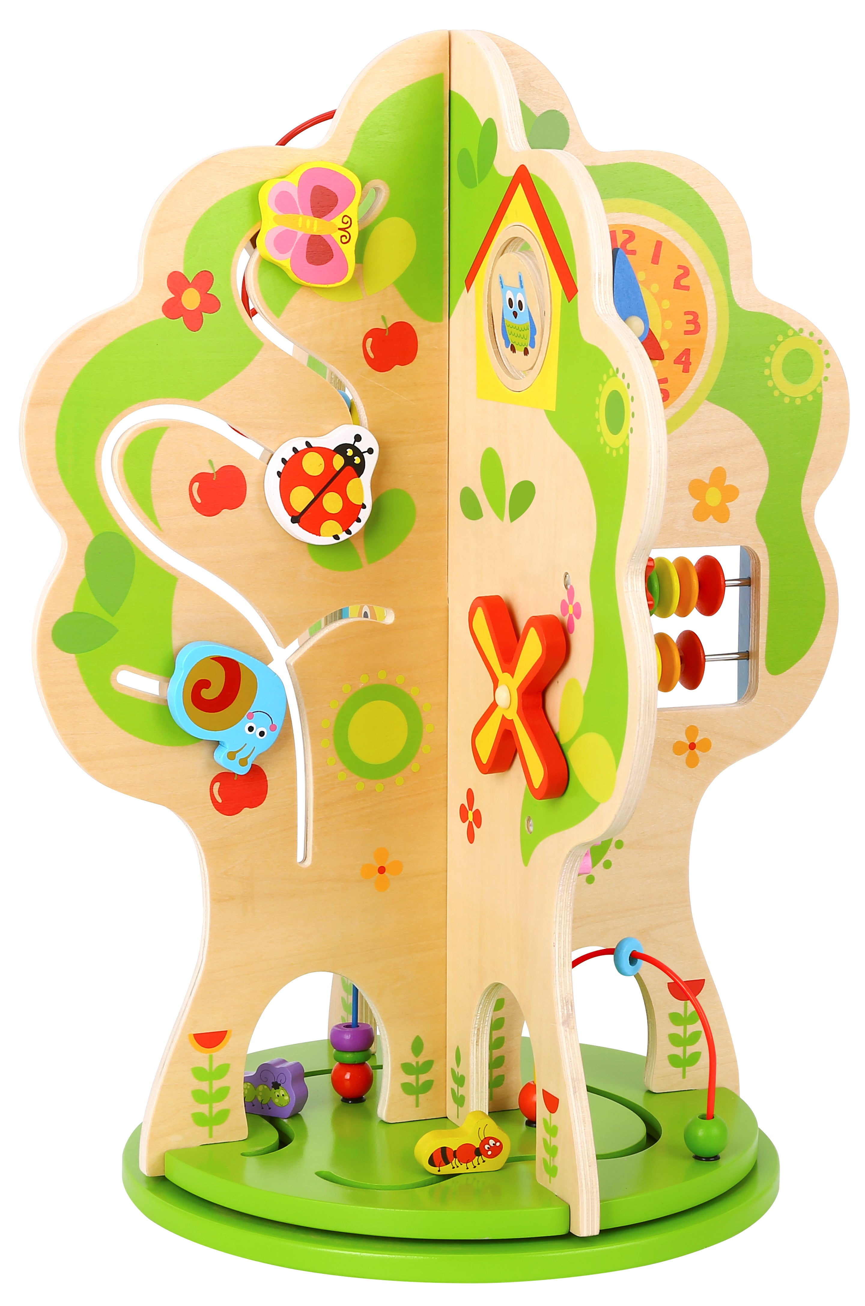 TOOKYLAND Wooden Rotating Activity Tree Activity Center Toy with Bead