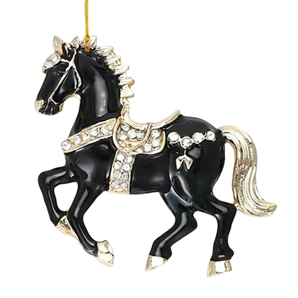 Adornos navideños con forma de caballo Decoración colgante con brillantes en forma de caballo Adorno acrílico para el árbol de Navidad para fiestas de invierno y Navidad Decoración para el hogar