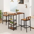 thumbnail image 2 of Gymax 3 Pieces Outdoor Wood Bar Set w/ 3-Tier Storage Shelf & Metal Frame for Backyard, 2 of 10