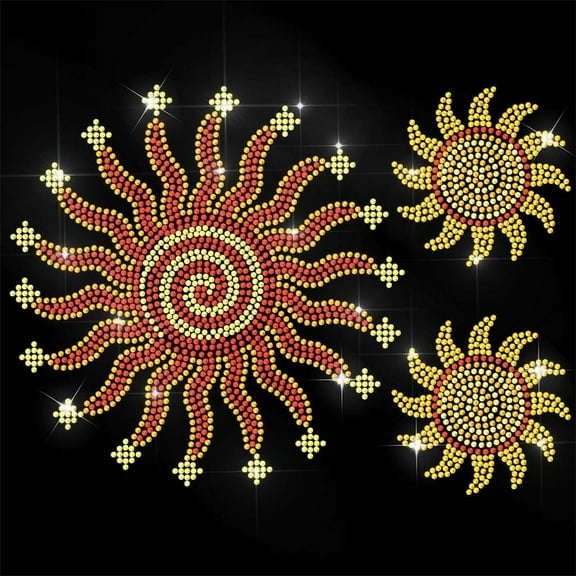 Rhinestone Iron on Transfer Sun Bling Diamond Hotfix Patches for Clothes Large Iron On Sequin Applique for Jeans Jacket Caps Bag T-Shirts Shoes DIY Decor