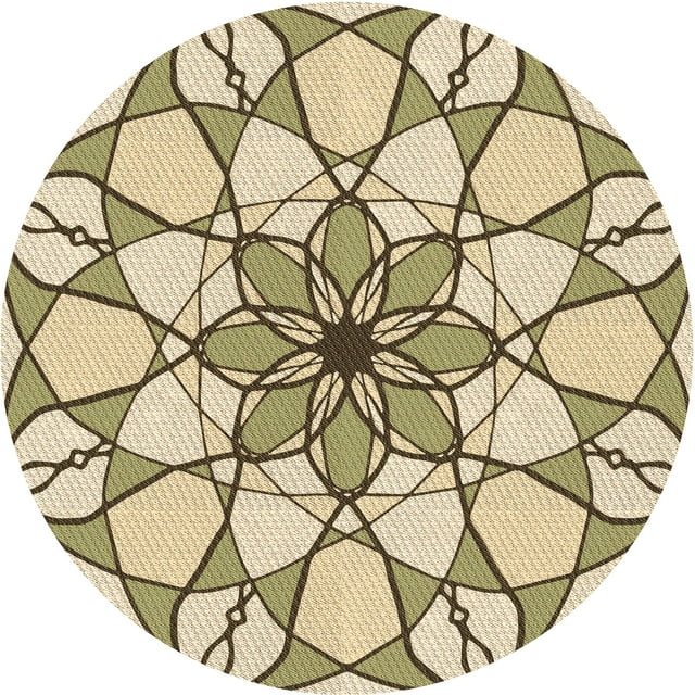 Ahgly Company Tapis Rond Lavable en Machine Intérieur Transitionnel Blond Doré Or, 4 Pieds Rond