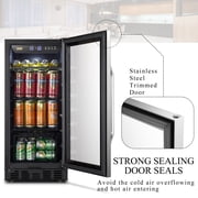 Lanbo 76 Cans Under Counter Compressor Beverage Cooler Refrigerator, 15 inch Width