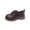 Brown, variant on ZToonmas Kids Solid Soft Faux Leather Oxford Loafers Boys Girls British Preppy Style Hook and Loop Strap Non-Slip Rubber Soft Sole Uniform Dress Shoes