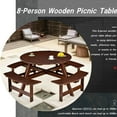 thumbnail image 5 of 8 Person Outdoor Picnic Table with Umbrella Hole | Great for Sunny and Rainy Outdoor Meals | Natural Wood Grain Design | Offers Ample Seating Space, 5 of 6