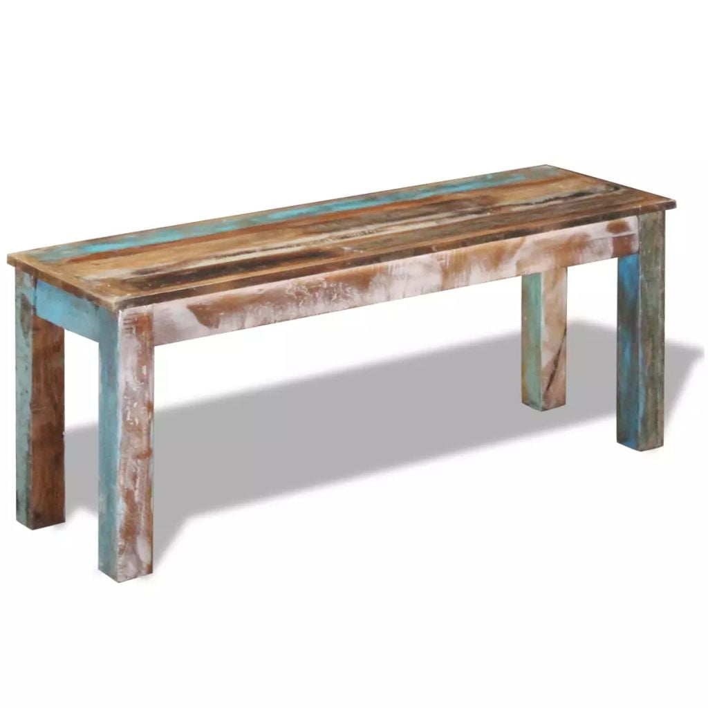 Kepooman Modern Rectangle Reclaimed Wood Bench for Dining Room Patio, 43.3" x 13.8" x 17.7", Multi-color Kepooman Modern Rectangle Reclaimed Wood Bench for Dining Room Patio, 43.3" x 13.8" x 17.7", Multi-color