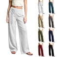 thumbnail image 2 of LRen Girls Sweatpants Kids Girls Wide Leg High Waist Breathable Soft Plus Size Jogger Pants with Pockets Trendy Fall Winter Trackpants Preppy Back To School Clothes for Teen Girls, 2 of 6