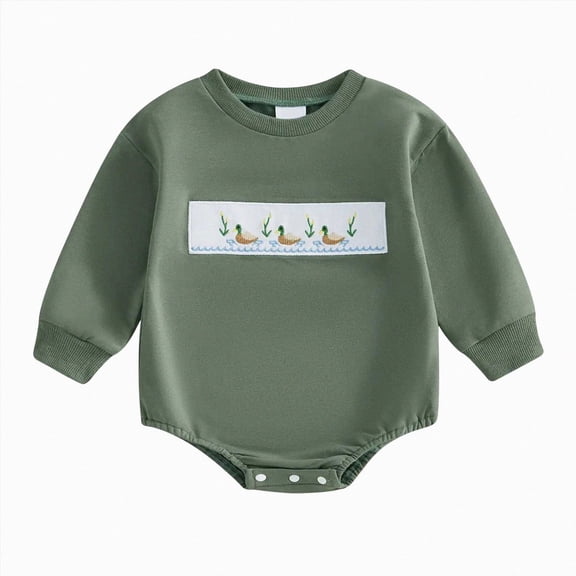 CAUYDY Newborn Boys Sleepers Baby Clothes 6 9 12 18 Months Preemie Long Sleeve Romper Fall Winter Infant Boy Cute Pajamas Toddler Jumpsuit Green for Sizes 6-12 Months