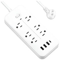 Power Strip Surge Protector Plug with 6 AC Outlets   4 USB Home Use  (White x 2)