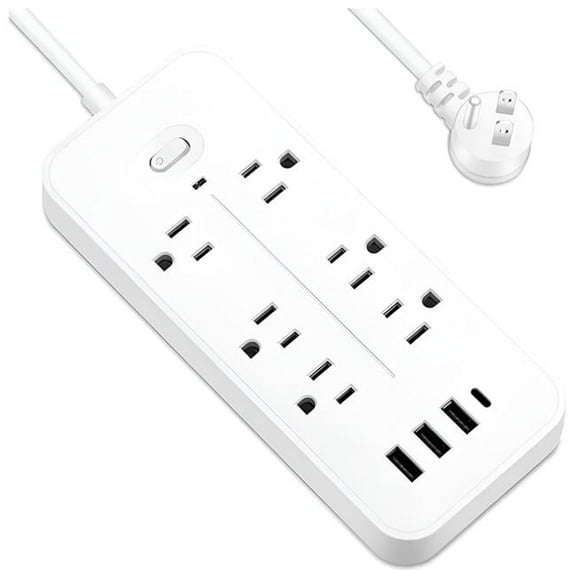 Power Strip Surge Protector Plug with 6 AC Outlets   4 USB Home Use  (White x 2)