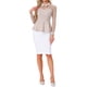 thumbnail image 2 of Blusa de malla transparente para mujer INSPIRE CHIC con cuello de solapa, abertura en forma de llave y peplum con volantes en color beige, 2 of 6