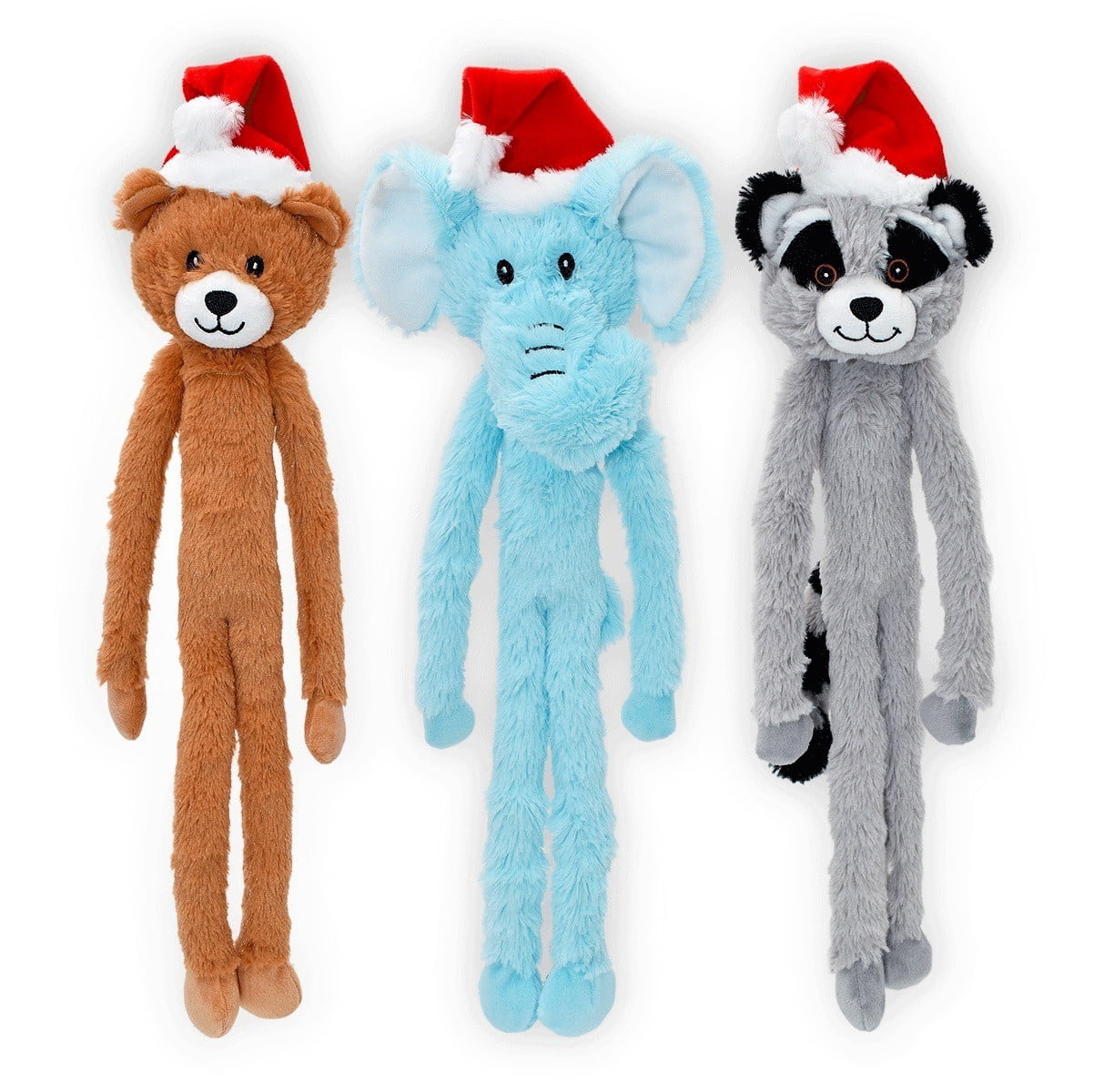 Long Dog Toys Super Cute 18 Inch Swinging Interactive Santa Hat Holiday Animals (Brown Bear)