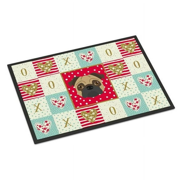 24 x 36 in. Pug Love Indoor or Outdoor Mat