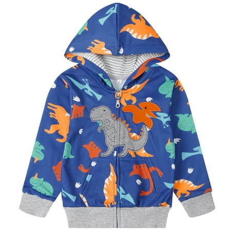 

Toddler Boys Dinosuar Zip-Up Hoodie Winter Fall Long Sleeve Top 2-7 Years