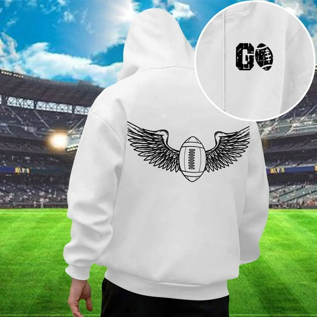MHFRRA Sudadera con Capucha Informal para Hombre, Estilo Holgada, con Estampado de Fútbol, Cómoda y Cálida, para Uso Diario En Otoño E Invierno Blanco