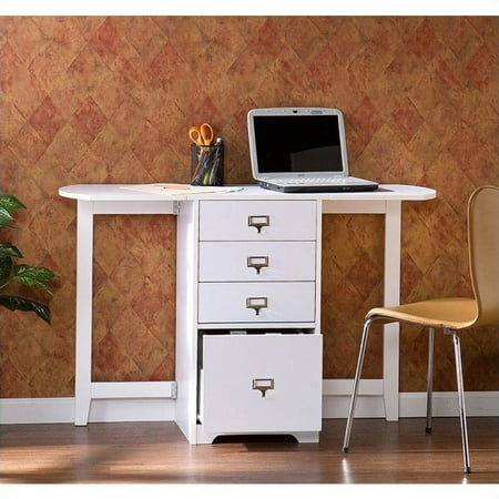Southern Enterprises Paige White Fold Out Organizer Craft Desk