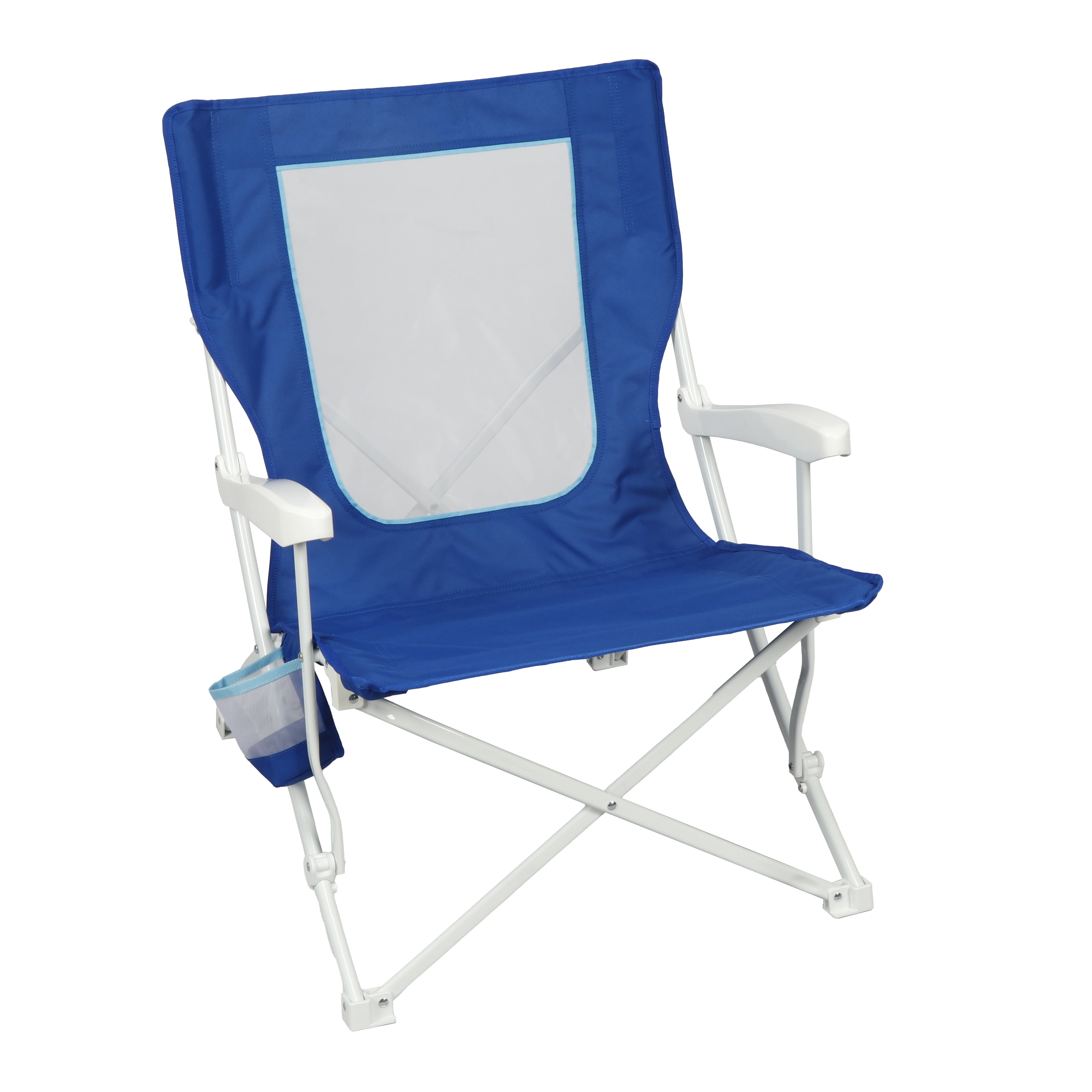Mainstays Folding Hard Arm Beach Bag Chair with Carry Bag, Blue
