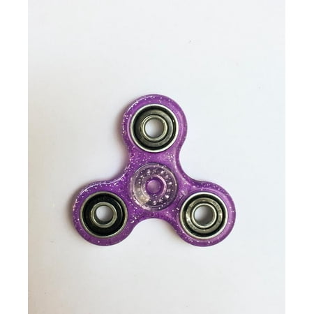 Tri Fidget Hand Spinner Glitter Purple Toy Stress Reducer Ball Bearing High Speed Spinners - May help with ADD, ADHD, Anxiety, and Autism