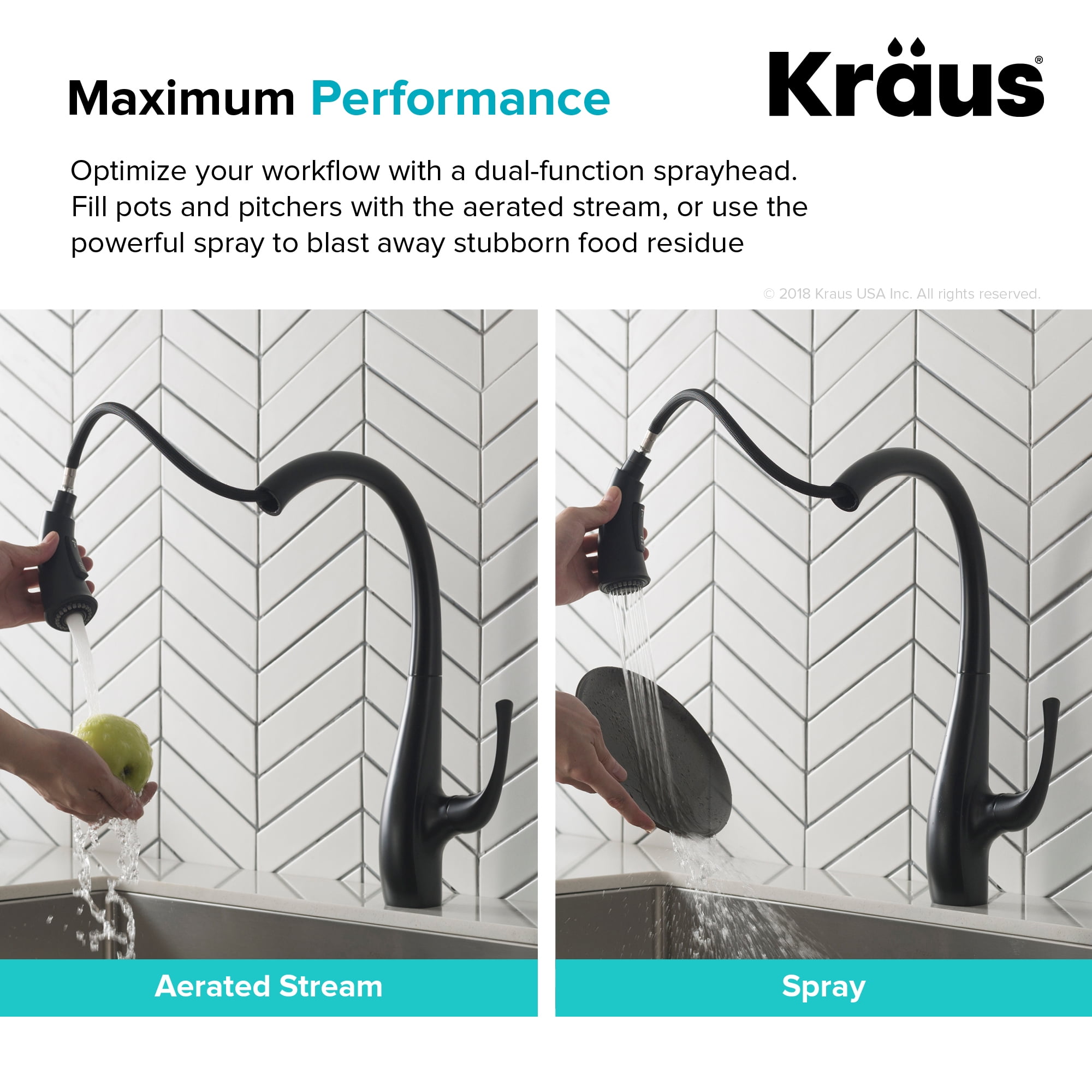 KRAUS Ansel™ Matte Black Finish Dual Function Pull-Down Kitchen Faucet