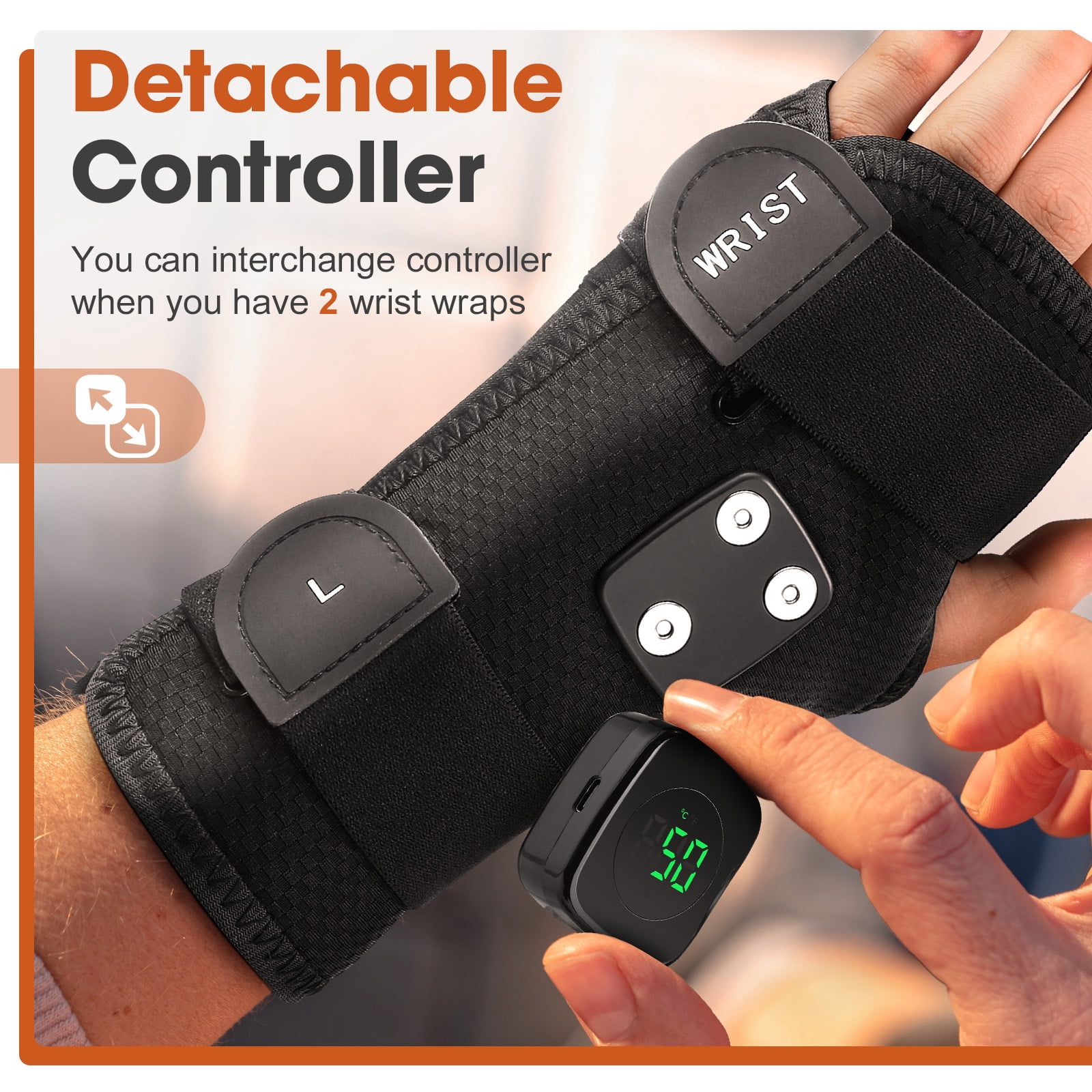 Rechargeable Wrist Heating Pad Wrap, Carpal Tunnel Wrist Brace Night Support, Removable Metal Wrist Splint, Heated Wrist Massage with 3 Heat Level, Left Hand for Men, Women