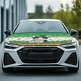thumbnail image 2 of Uorisanigo Irish Flag Color Green Hat Black Cat Car Hood Cover Universal Car Hood Cover Protector Film Automotive Accessories Car Bonnet Banner for Most Sedans Outdoor Decoration, 2 of 7