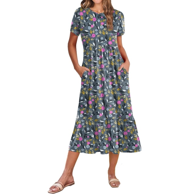 Vestido Zeagoo - Camiseta para mujer, talla A, midi, con bolsillos