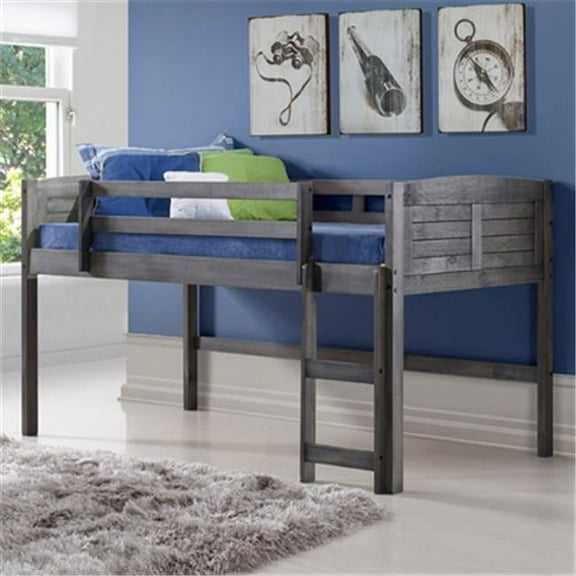 PD-790AAG Twin Size Louver Low Loft - Antique Grey Stain