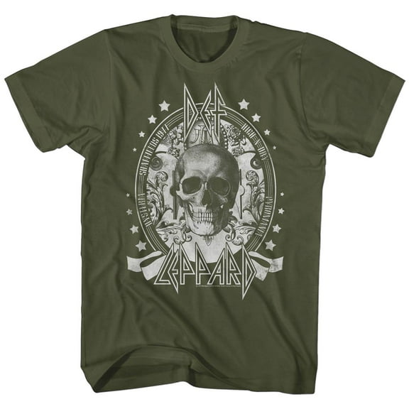 Def Leppard Skull Military Green Adult T-Shirt