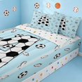 thumbnail image 2 of Manfei Boys Girls Soccer Zipper Twin Comforter Sets with Fitted Sheet and 2 Pillowcases, Cartoon Monogrammed A Zipper Bedding Set, Light Blue Black A, 2 of 7