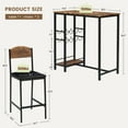 thumbnail image 2 of Bar Table Set for 2 with Footrest, Kitchen Dining Table with 2 Upholstered Chairs, Small Space Counter Height Barstools for Counter Bar, Easy to Assemble, 2 of 8