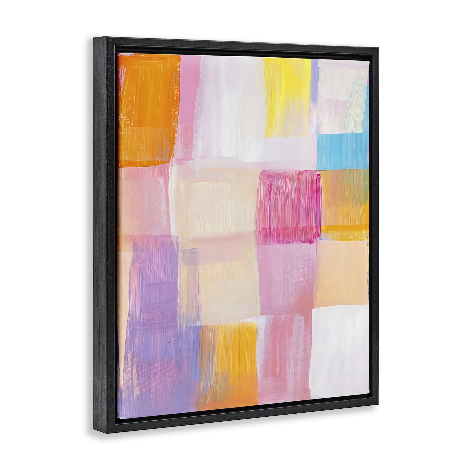 Stupell Industries Abstract Grid Brushstrokes Black Framed Floater Canvas Wall Art, design by The Prints Vibe