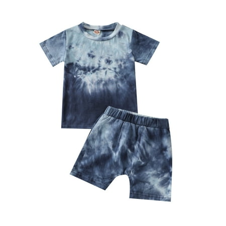 

EHTMSAK Infant Baby Toddler Children Boy 2PCS Short Sleeve Clothing Set Outfits T Shirts and Shorts Set Summer Blue 6M-5Y 80