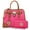 1 Simple Color-Fuchsia, variant on Women Handbags Top Handle Satchel Purse Shoulder Bag Briefcase Hobo Bag Set 2pcs