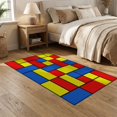 thumbnail image 2 of ODIKA 5'x7' Washable Area Rug Minimalist Abstract Composition With Interlocking Modernist Color Block Art for Dining Room, Under Table, Home Office, Non-Slip Chair-Friendly, 2 of 7