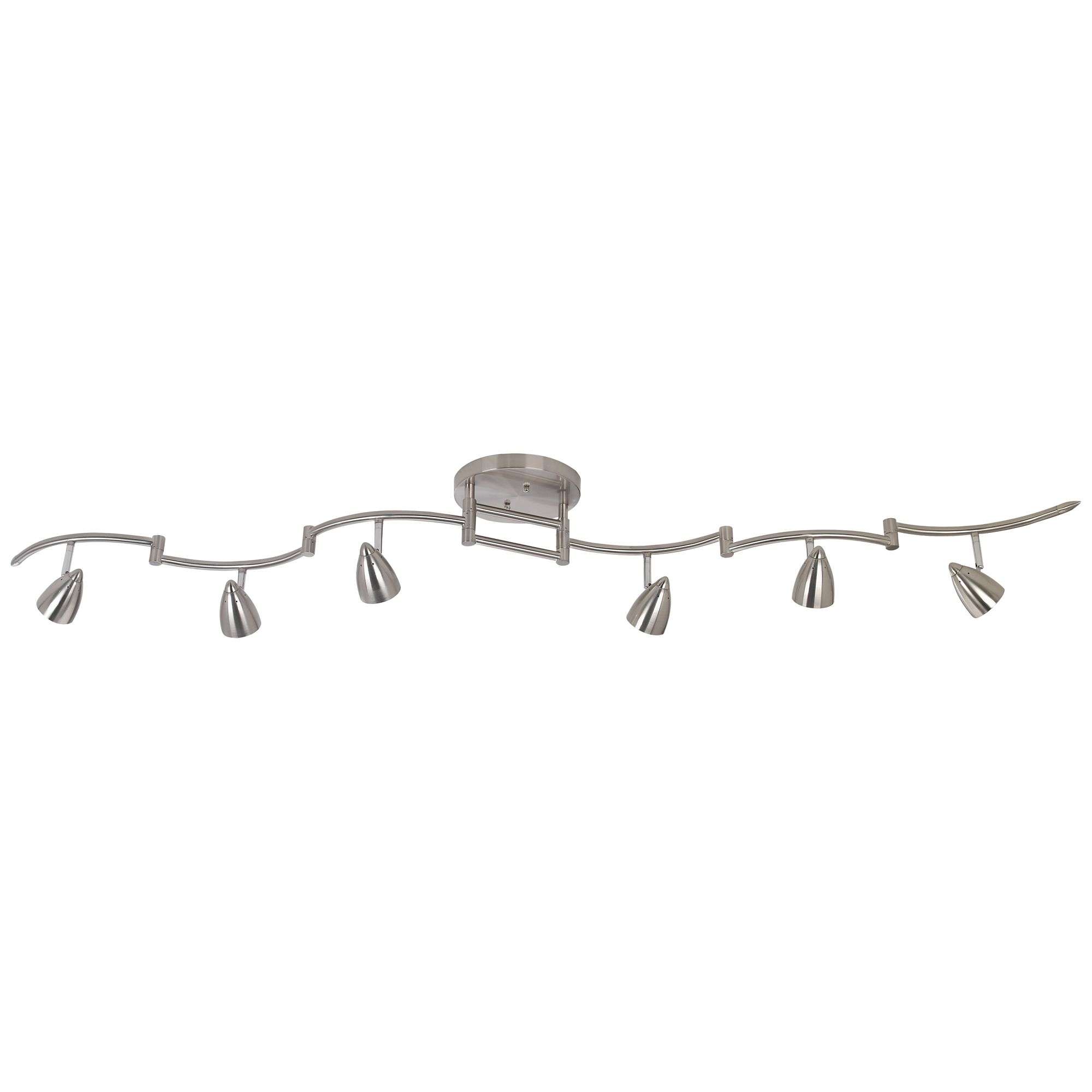 Pro Track Heavy Duty Axel 6-Head LED Ceiling Track Light Fixture Kit Swing Arm Brushed Nickel Finish Metal Modern Kitchen 72" Wide