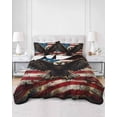 thumbnail image 2 of Quilts Queen Size Bedding Set, Eagle American Flag Reversible Summer Quilt 3 Pieces, Independence Day Retro USA Flag Lightweight Bedspreads Coverlets with 2 Pillow Shams for All Seasons, 2 of 5