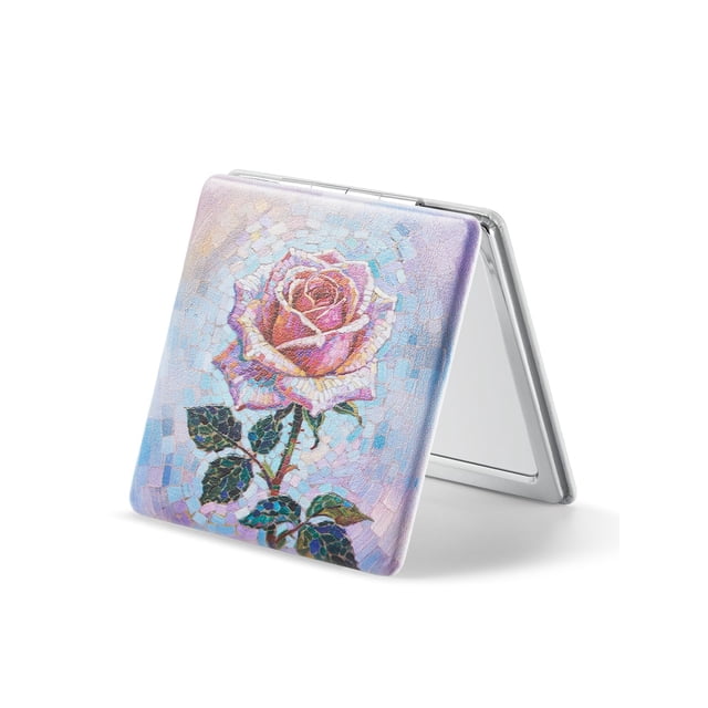 Espejo Compacto OMIRO 1X/3X Aumento Cuero PU Rosa