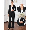 thumbnail image 2 of DARING DIVA Women's Collarless Business Outfits Open Front Suit Blazer XS Black, 2 of 7