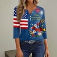 thumbnail image 5 of Women's 250th Anniversary USA Shirt Patriotic American Flag Print V-Neck Button 3/4 Sleeve T-Shirt, 5 of 6