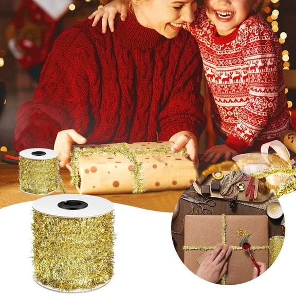 Christmas Tinsel Garland, Shiny Thin Christmas Tree Ribbon, Christmas Tree Decoration, Birthday Party, Wedding Gift Wrapping Decoration Supplies.