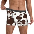thumbnail image 2 of Salouo Brown Cow Print Men's Boxer Briefs,Breathable Underwear Elastic Waistband Briefs for Men -Small, 2 of 8