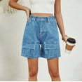 thumbnail image 2 of TRUBKH shorts for women athletic shorts for women linen shorts womens shorts casual bermuda shorts for women Blue M, 2 of 9