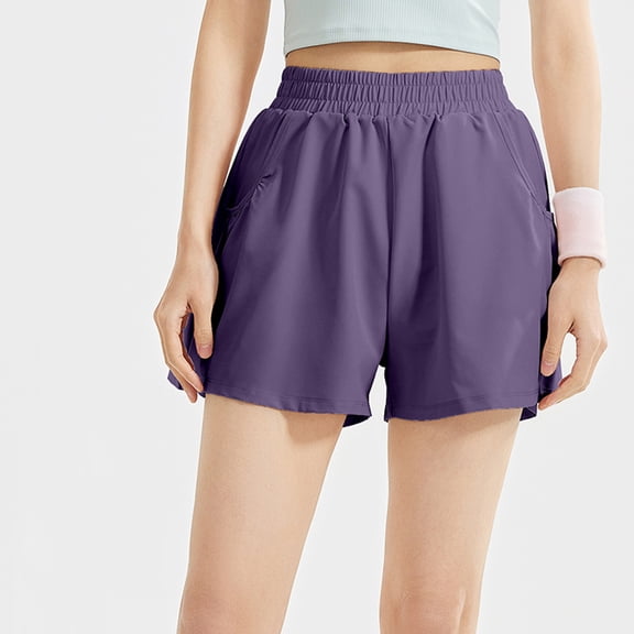 Women's Solid Color Sports Shorts Casual Running Outdoor Fitness Pants High Waist and Hip Lift Home Shorts