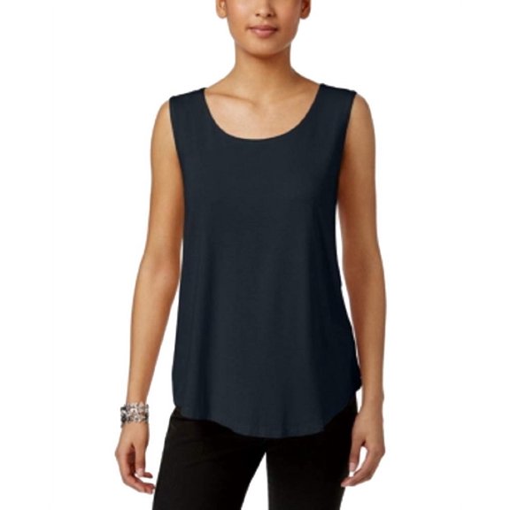 JM Collection Womens Petite Scoop-Neck Tank Top, Intrepid Blue, Petite Medium