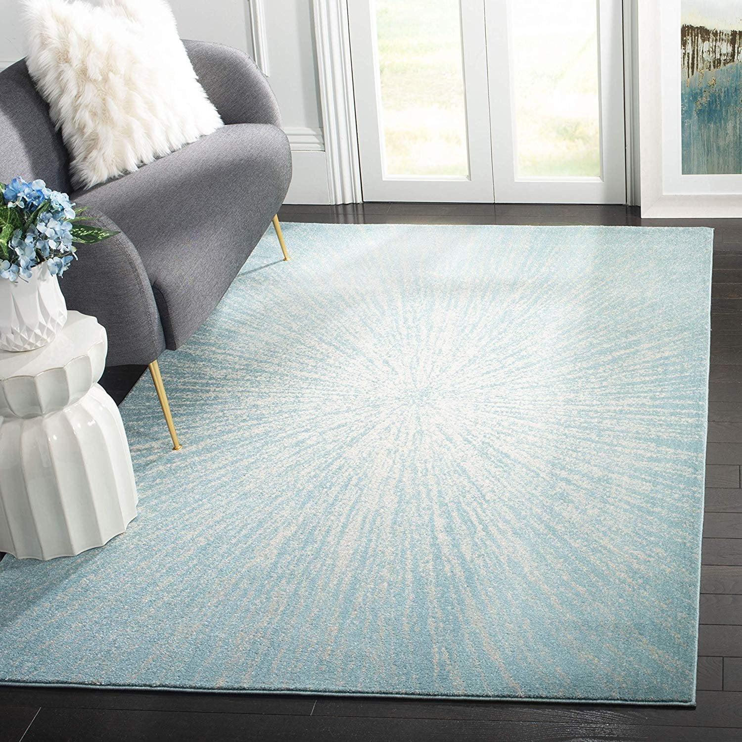 Safavieh Area Rug, 9' x 12', Aqua/Ivory