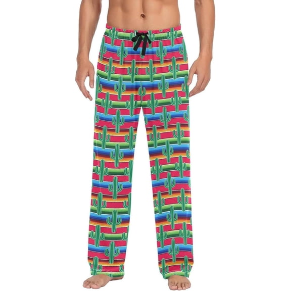 GZHJMY Mexican Serape Pajama Pants for Men, Lounge Pants Lightweight Men Pajama Bottoms with Drawstring Pockets, Christmas New Year Birthday Gifts, Medium