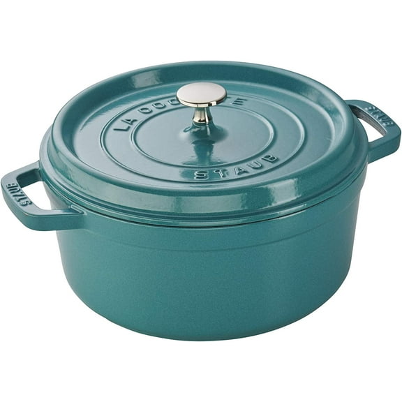 Cast Iron 4-qt Round Cocotte - Turquoise, Made in France