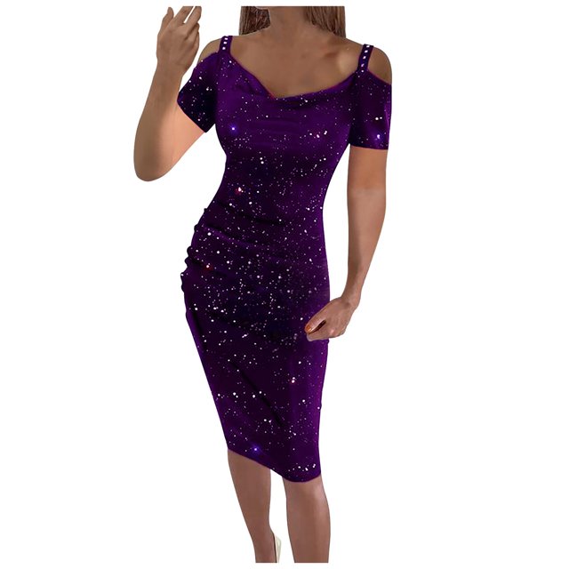 EQWLJWE Robes d'Été pour Femmes 2023 Mode d'Été pour Femmes Robe Longue Ample Manches Courtes Col Rond Asymétrique Robe Longue de Plage