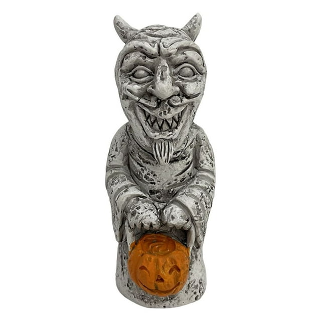 Boc Decorative Halloween Sculpture Unique Festive Horror Scary Midnight Ritual Skull Devil Statue Party Supplies